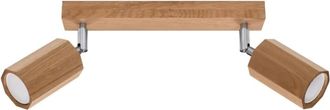 Wonderlamp L&aacute;mpara de techo lineal con 2 focos de madera natural