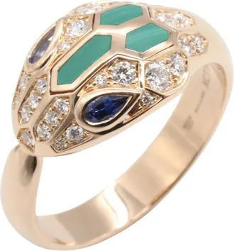 Bulgari Gold Blue Clear Pink Gold (18K) Band Ring (Pre-Owned)