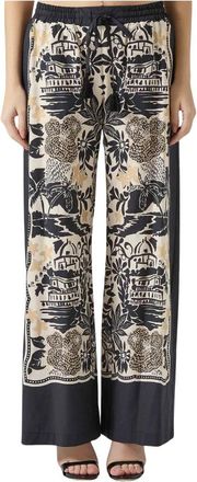 Ermanno Scervino Wijde Katoenen Broek met Patroon - Dames - Wijde Broeken - Veelkleurig - M - Katoen - Broeken
