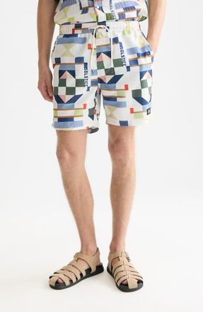 Scotch & Soda Patchwork Print Swim Trunks in Patchwork Infinity at Nordstrom, Size Xx-Large