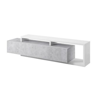 Petits Meubles Mueble tv 1 caj&oacute;n 219 cm paneles de aglomerado blanco y concreto