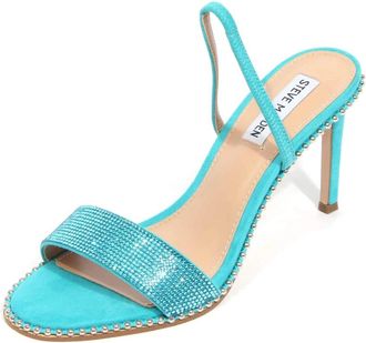 Steve Madden Jannis Aqua Sandaal met Multi-Strass - Dames - Muiltjes - Blauw - 39 EU - Schoenen
