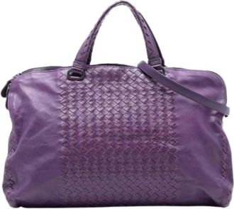 Bottega Veneta Pre-owned Handbags, female, Purple, Size: ONE SIZE Pre-owned Woven Leather Satchel