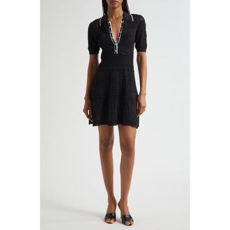 L'agence Dakoa Mixed Stitch Fit & Flare Knit Dress in Black/White at Nordstrom Rack, Size X-Small