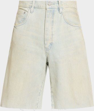 Purple Men & apos;s Hickory Pinstripe Denim Shorts