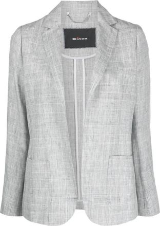 Kiton Elegante Grijze Linnen Blazer - Dames - Blazers - Grijs - M - Linnen - Jassen