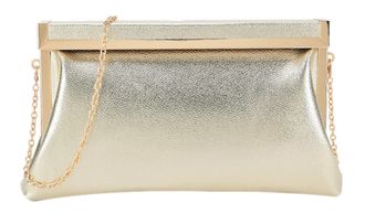 Girly HandBags Womens Fold Over Metallic Frame Evening Clutch Bag Medium Gold