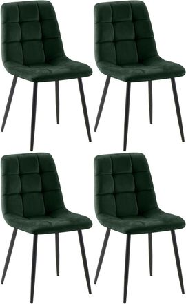 Clp Set de 4 sillas con patas de metal y asiento en terciopelo verde