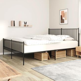 Berkfield Home Metal Bed Frame with Headboard & Footboard Black 193x203 cm