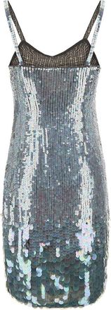 P.A.R.O.S.H. Womens Mini Grey Dress With Multicolor Sequins Metallic Polyamide Elastane