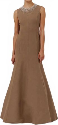 Catherine Regehr Serena Embellished Gown In Cafe