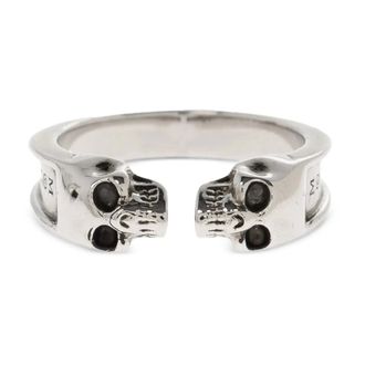 Alexander McQueen Alexander McQueen, Rings, male, Gray, Size: 56 MM Thin Twin Skull Ring