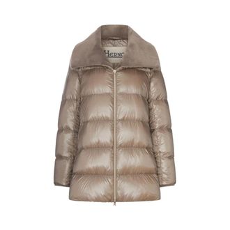Herno Giacca Trapuntata con Collo in Ecopelliccia - - Coats - Donna - Marrone - L