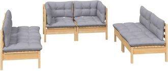 vidaXL Juego De Muebles De Jard&iacute;n 6 Pzas Y Cojines Madera Maciza Pino Vidaxl