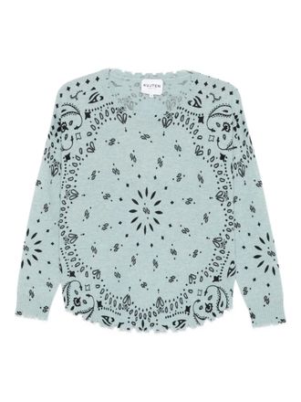 Kujten Trui met bandanaprint en franje - Blauw