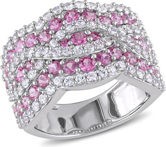 Mimi & Max 3 1/2ct TGW Pink and White Sapphire Pave Infinity Ring Sterling Silver