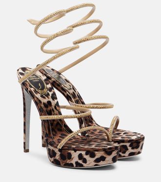 Rene Caovilla Cleo embellished satin platform sandals
