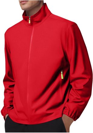 Generic Mens Waterproof Jackets Autumn Lightweight Rain Coats Long Sleeve Windbreaker with Pockets Solid Color Stand Collar Sports Jacket Outdoor Golf Waterpr