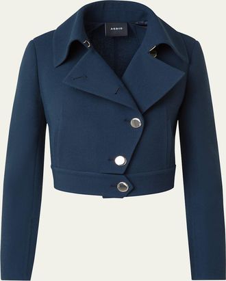 Akris Dana Asymmetric-Button Wool Crepe Jacket