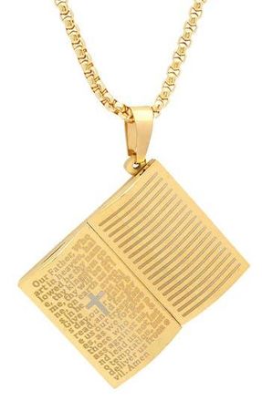 Steeltime Our Father Pendant Necklace in Gold at Nordstrom Rack