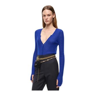 Pinko Pinko - Sibilo Cardigan Costa Leggera - Dames - Truien - Blauw - Maat: XS Wol