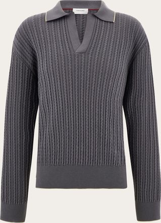 Ferragamo Men Knitted polo top Grey