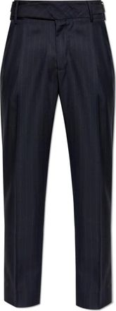 Dolce & Gabbana Wollen- getailleerde broek met vouw - Heren - Nette broeken - Blauw - M - Wol - Broeken