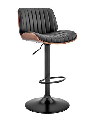 Armen Living Brock Adjustable Walnut Wood Bar Stool