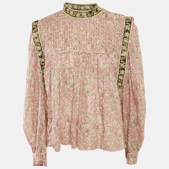 Isabel Marant Etoile Lilac Floral Print Cotton Voile Blouse