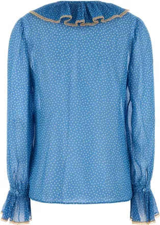 Valentino Garavani Womens Printed Silk Blouse Ceruleanbetulla Exterior: Maglie Sweater