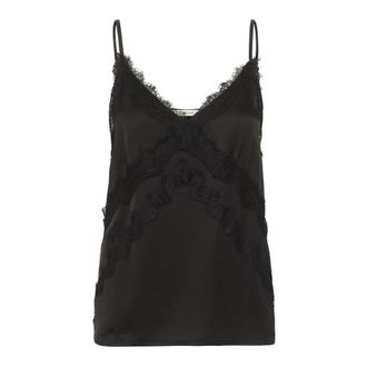 Gestuz Zwarte Kant Slip Top Blouse - Dames - Tops zonder mouwen - Zwart - XS - Tops