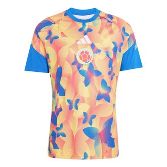 adidas Colombia 26 Home Pre Match Jersey Aisa Sizing Glow Blue Semi Lucid Red Impact Yellow JZ6238