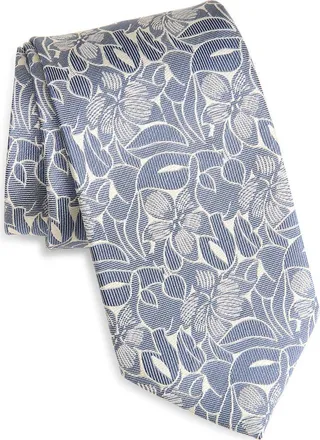 David Donahue Floral Silk Jacquard Tie in Denim at Nordstrom