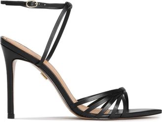 Kazar Zwarte leren sandalen op een slanke hak - Dames - Sandalen met hakken - Zwart - 39 EU - Leer - Schoenen
