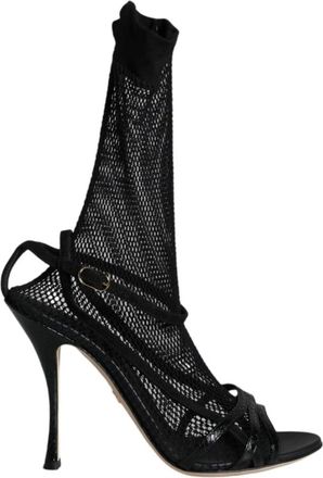 Dolce & Gabbana Sandali con Pannelli in Rete - - Shoes - Donna - Nero - 39 1/2 EU