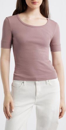 Mango Camiseta Louise Semisheer Cotton Rib T-Shirt in Light/Pastel Purple at Nordstrom, Size X-Large