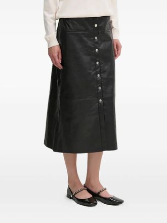 DKNY Gonna midi con bottoni - Nero