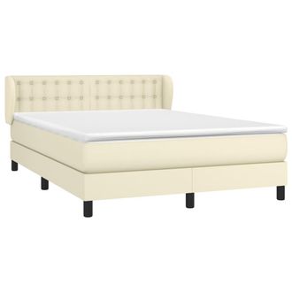 vidaXL Cama Box Spring Con Colch&oacute;n Cuero Sint&eacute;tico Crema 140x190 Cm Vidaxl
