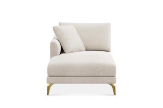 Castlery Lena Left Chaise Sofa Customized, (Performance Boucle) Cream (Brass Legs), Spill Resistant, Removable Covers for Sofas by Castlery