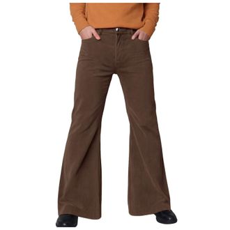 Generic Mens Corduroy Retro Flared Trousers Mens 60s 70s Flared Cord Flares Trousers Bootcut Bell Bottoms 1960s Dress Up Costumes Long 70s Carnival Disco Outf