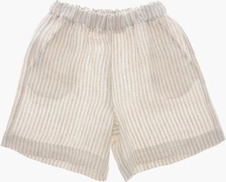 Il Gufo Linen Herringbone Shorts with Awning Stripes size 8 Y