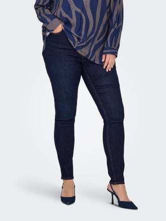 Only Carmakoma Skinny-fit-Jeans ONLY CARMAKOMA CARCRUZ EX HW SKINNY DNM PIMBOX BF, Damen, Gr. 48, L&auml;nge 32, dunkelblau denim, Denim/Jeans, Obermaterial: 60% Baumwoll