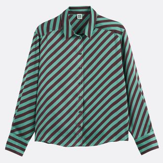 La Redoute Collections Gestreept satijnen hemd, lange mouwen