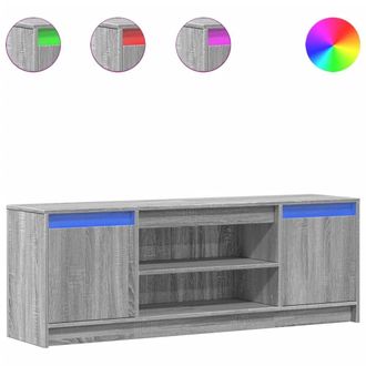 Berkfield Home TV Cabinet with LED Grey Sonoma 139.5x34x50 cm Engineered Wood