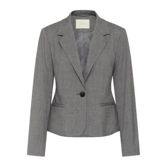 Kaffe Blazer a Righe Grigio con Scollo a V - - Jackets - Donna - Grigio - S