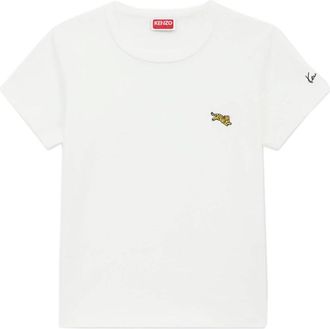 Kenzo Jumping Tiger T-shirt met borduursel - Dames - T-shirts - Wit - S - Katoen - Tops