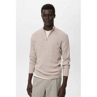 Mango trui met ingebreid patroon beige