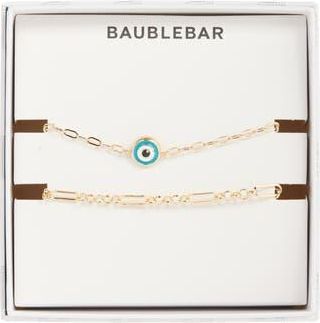 BaubleBar Stay Protected Set of 2 Evil Eye & Chain Bracelets in Turquoise at Nordstrom Rack