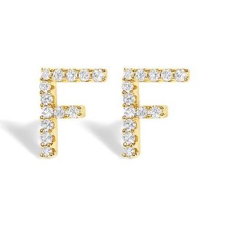House of Brilliance 10K Gold 1/10 Cttw Diamond Initial A to Z Stud Earring in Yellow Gold | F at Nordstrom