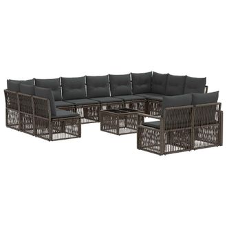 vidaXL Conjunto De Sof&aacute;s De Jard&iacute;n 13 Pcs Gris Rat&aacute;n Sint&eacute;tico Vidaxl